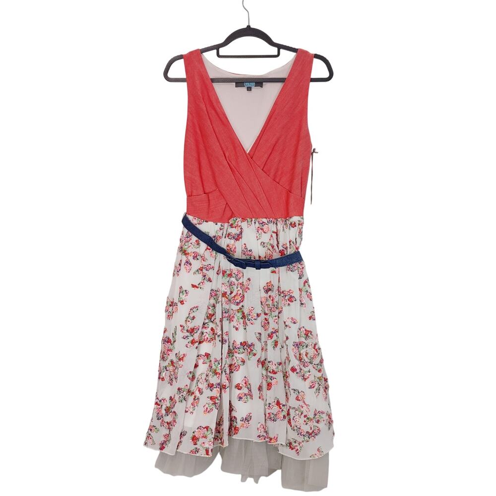 Eva Franco Addison Dress Sleeveless Fit & Flare Coral Floral Womens Size 6 NWT